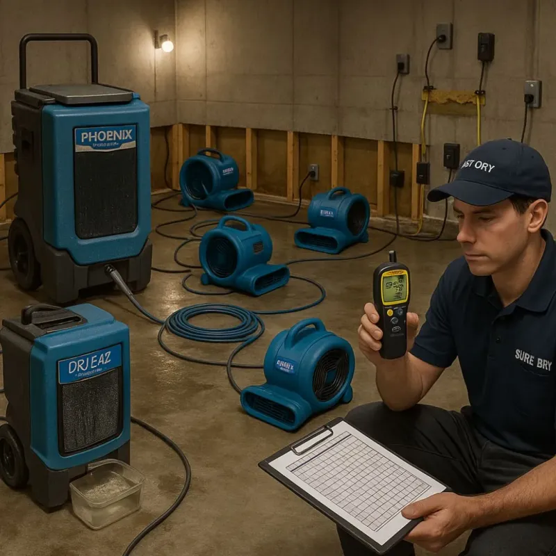 Structural Drying and Dehumidification process in Washburn, ND